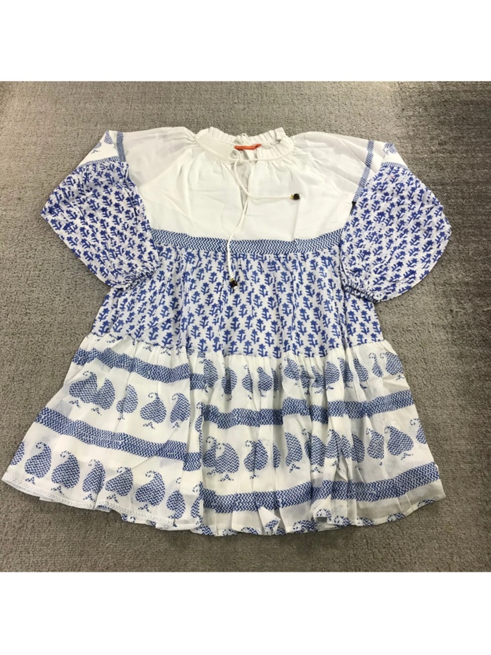Oliphant 🌹Blue & White Printed Peasant Tunic